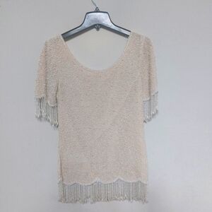 100% Silk Vintage NIGHT VOGUE Beaded Top Size Medium.